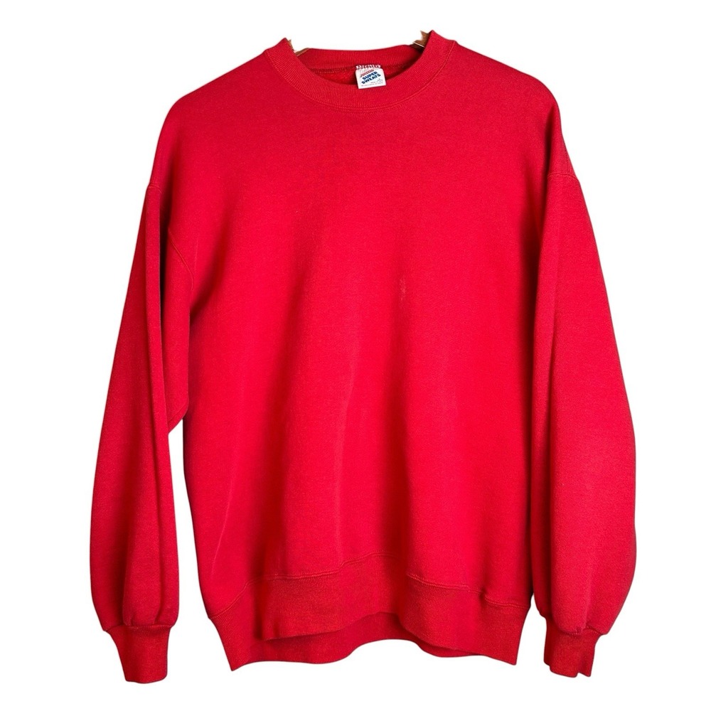Vintage Blank Jerzees Super Sweats Red Large Crewneck Pullover Sweatshirt 50/50